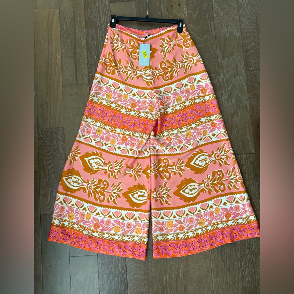 Alex Marie Floral Wide Leg Pants in Pink and Brown - Picture 4 of 12
